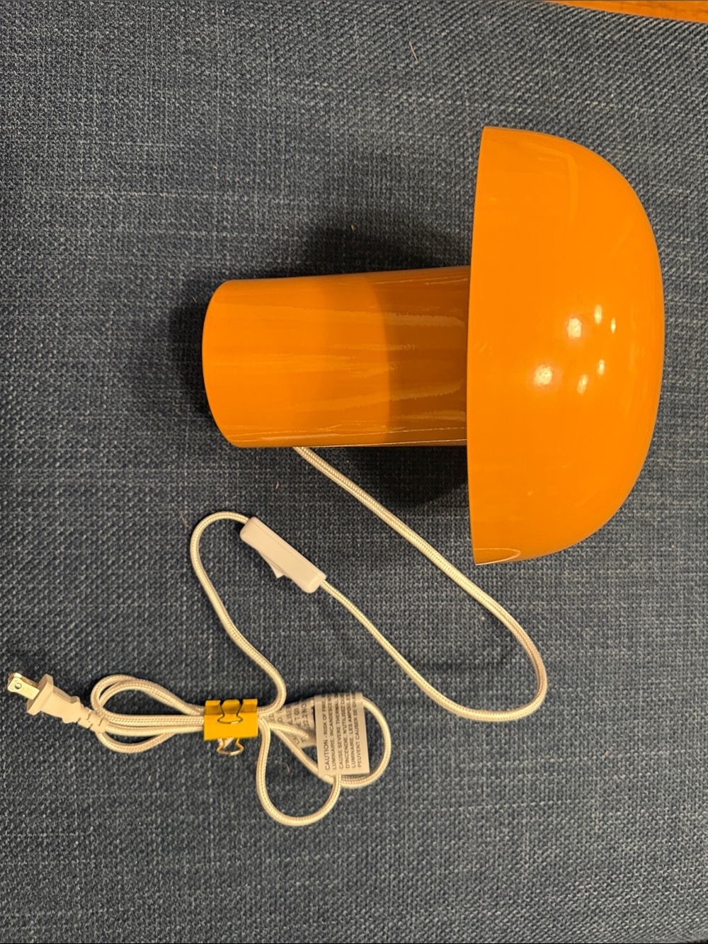 NEW Vintage Looking Mushroom Orange Table Lamp - Portable Modern Accent Light